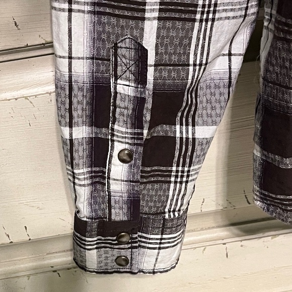 Moon Shine Spirit by Brad Paisley Mens Dark Brown/White Plaid Shirt Size XXL - Picture 7 of 11